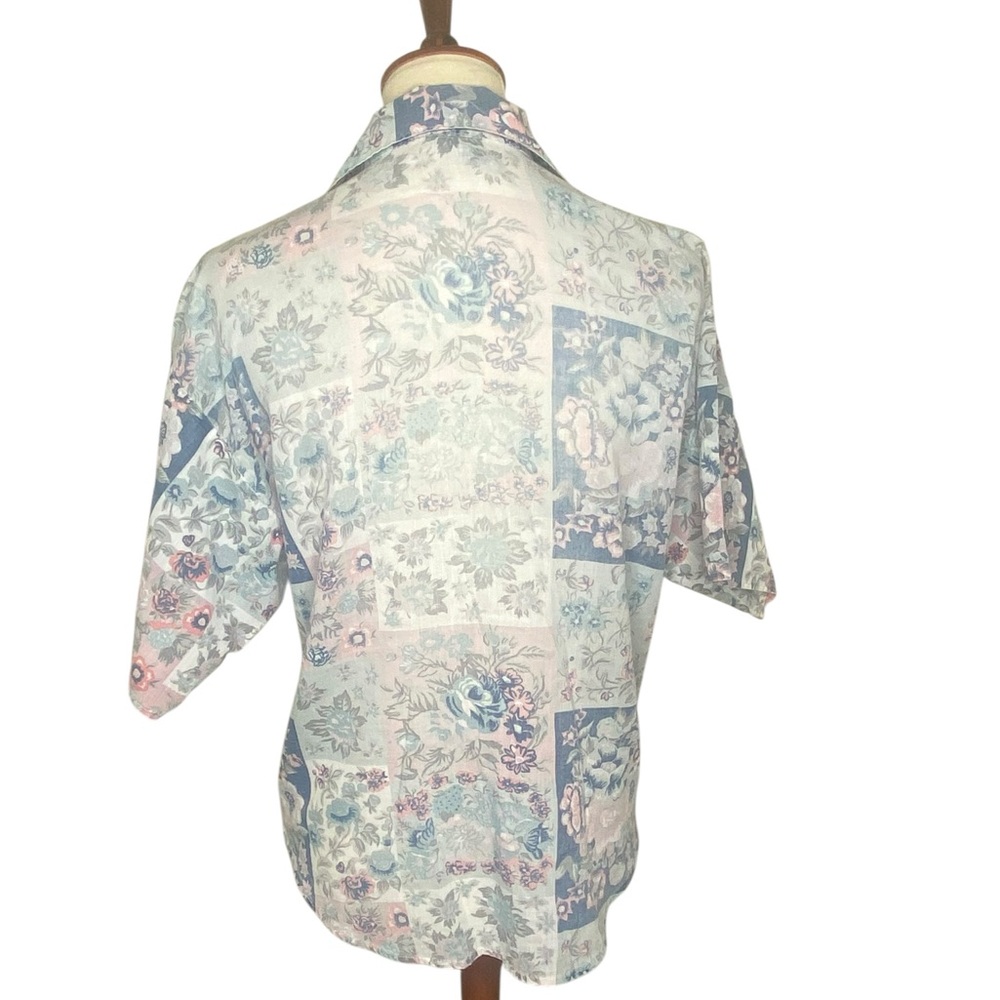Vintage 80s Floral Patchwork Button Down Shirt - image 4